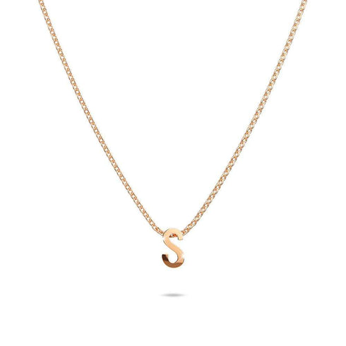 Initials Brick Alphabet Letter Necklace Rose Gold Layered Steel Jewellery
